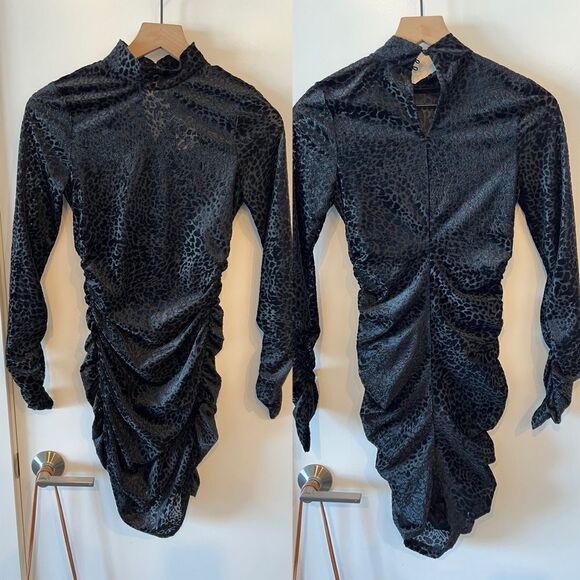 NWT LIKELY Leopard Burnout Wylie Mini Dress in Black 2 - Picture 4 of 8